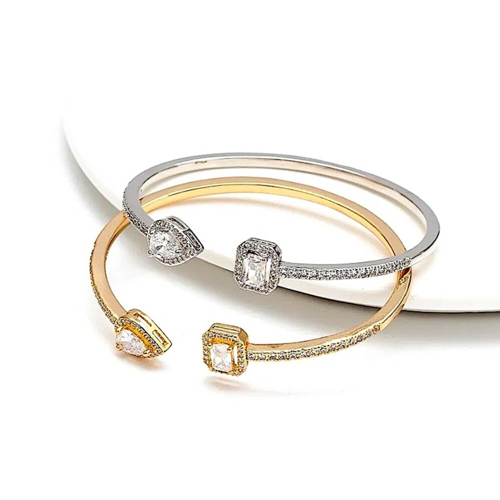 Snake Pear Sterling Silver Zircon Adjustable Bangle - Picture 9 of 9